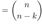 numero C(n,k) di combinazioni semplici: binomiale (n-k) su n