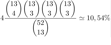formula combinatoria per il calcolo di p(4,3,3,3)