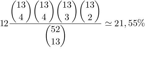 formula combinatoria per il calcolo di p(4,4,3,2)