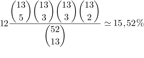 formula combinatoria per il calcolo di p(5,3,3,2)