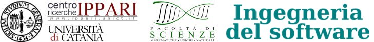 Loghi istituzionali: Siciliae Studium Generale 1434, Centro ricerche IPPARI, Università di Catania, Facoltà di Scienze Matematiche, Fisiche, Naturali, Insegnamento di Ingegneria del software