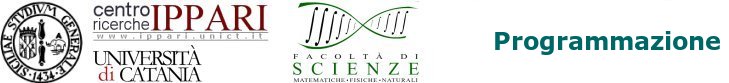 Loghi istituzionali: Siciliae Studium Generale 1434, Centro ricerche IPPARI, Università di Catania, Facoltà di Scienze Matematiche, Fisiche, Naturali, Insegnamento di Programmazione