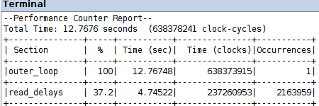 Performance Report della versione status-tested, ottimizzazione O1