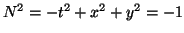 $ N^2=-t^2+x^2+y^2=-1$