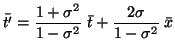 $\displaystyle \bar{t'}=\frac{1+\sigma^2}{1-\sigma^2}\;\bar{t}+\frac{2\sigma}{1-\sigma^2}\;\bar{x}$