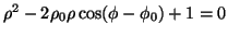 $ \rho^2-2\rho_0\rho\cos(\phi-\phi_0)+1=0$