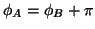 $ \phi_A=\phi_B+\pi$